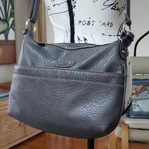 Rosetti Gray Pebbled Faux Leather Crossbody Purse Bag
